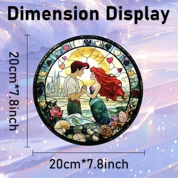 Suncatcher Little Mermaid Ariel Eric Love Hanging Window Decor Colorful Disney - Picture 4 of 5